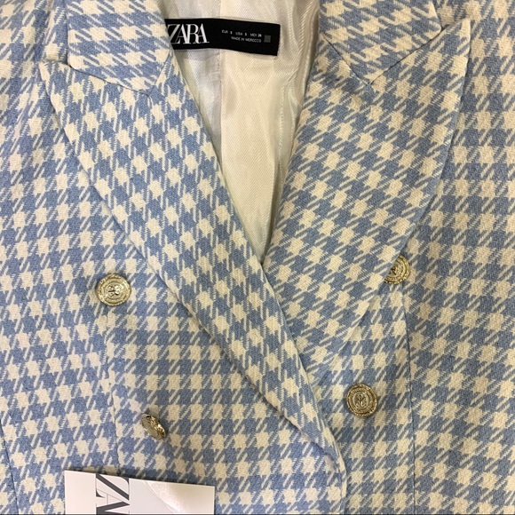 Zara Blue Houndstooth Blazer - Picture 6 of 6